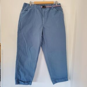 VANS X PILGRIM L Canvas SkaterPants Blue Elastic w/Belt Wide Loose Taper Surfer